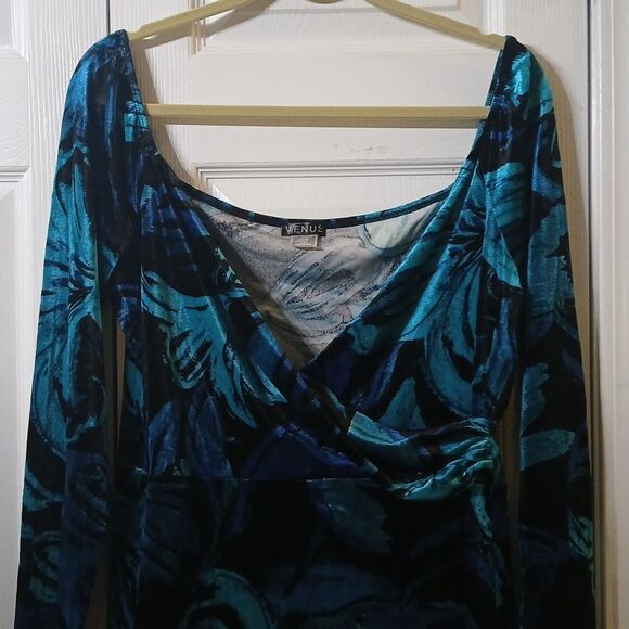 Venus blue turquoise faux wrap dress super soft Sz XL EUC - Picture 3 of 8